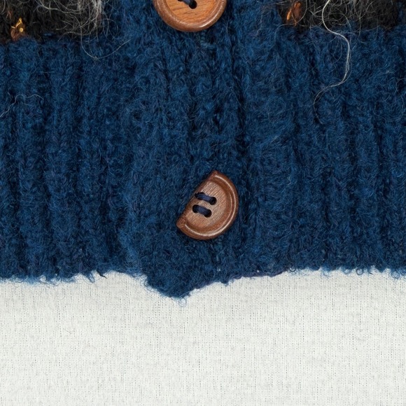 MISSONI UOMO Vintage 80s Cardigan Sweater Coat Mens Large Brown Blue Funnel Neck - Picture 13 of 16